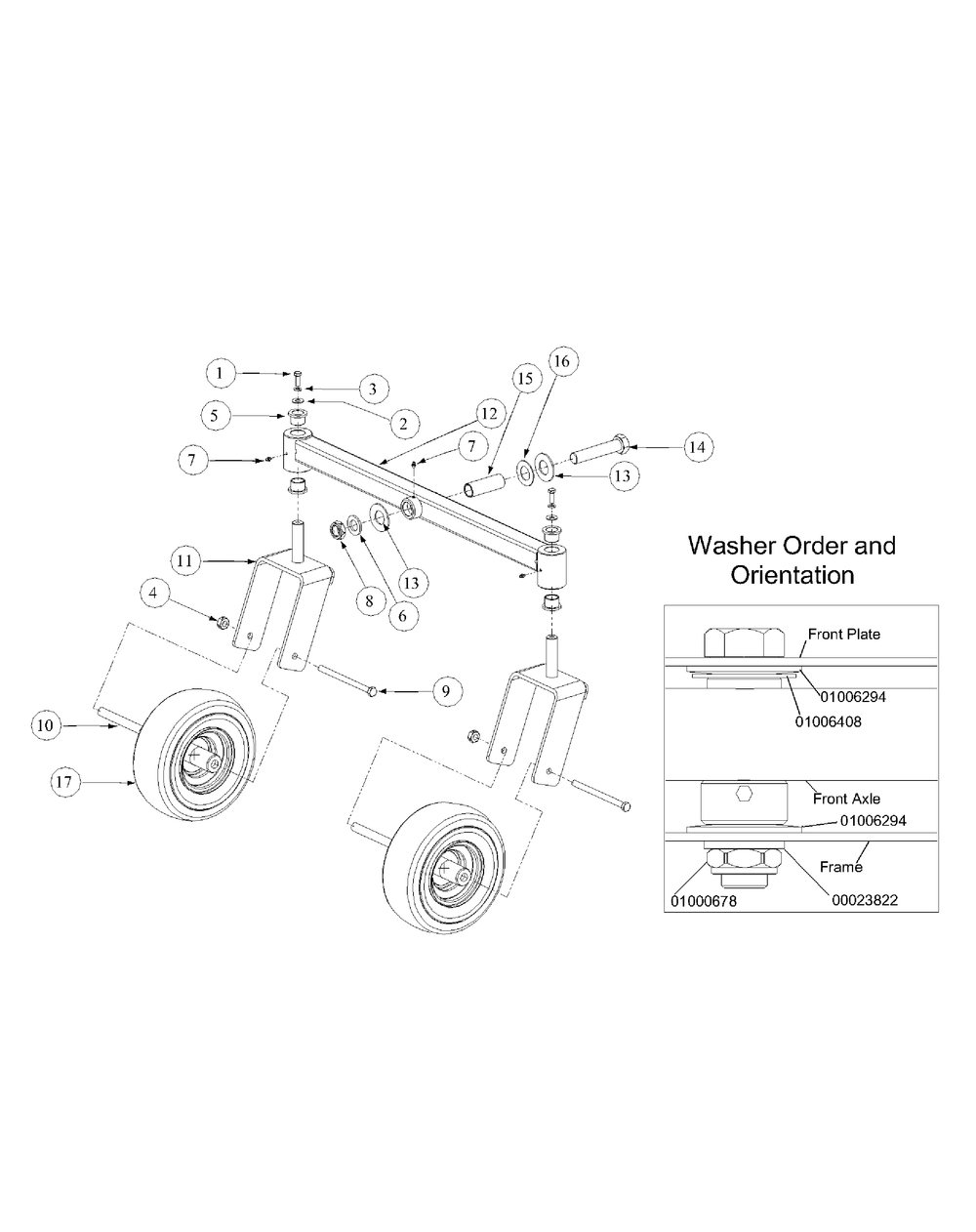 Front Caster Assembly Diagram and Parts List for M48-KHS 53AB5B5M150-18-HP Cub Cadet Lawn Tractor